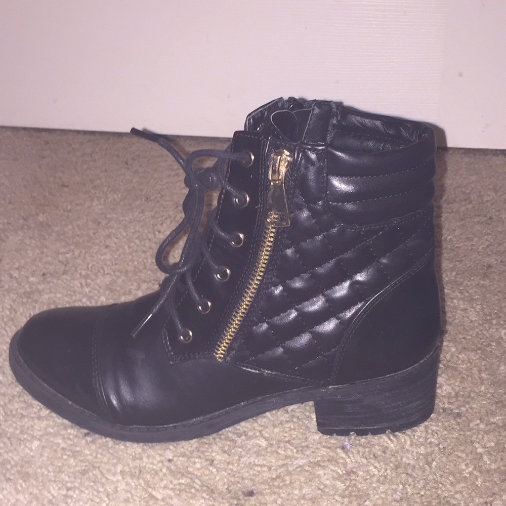 Black leather women’s combat boots